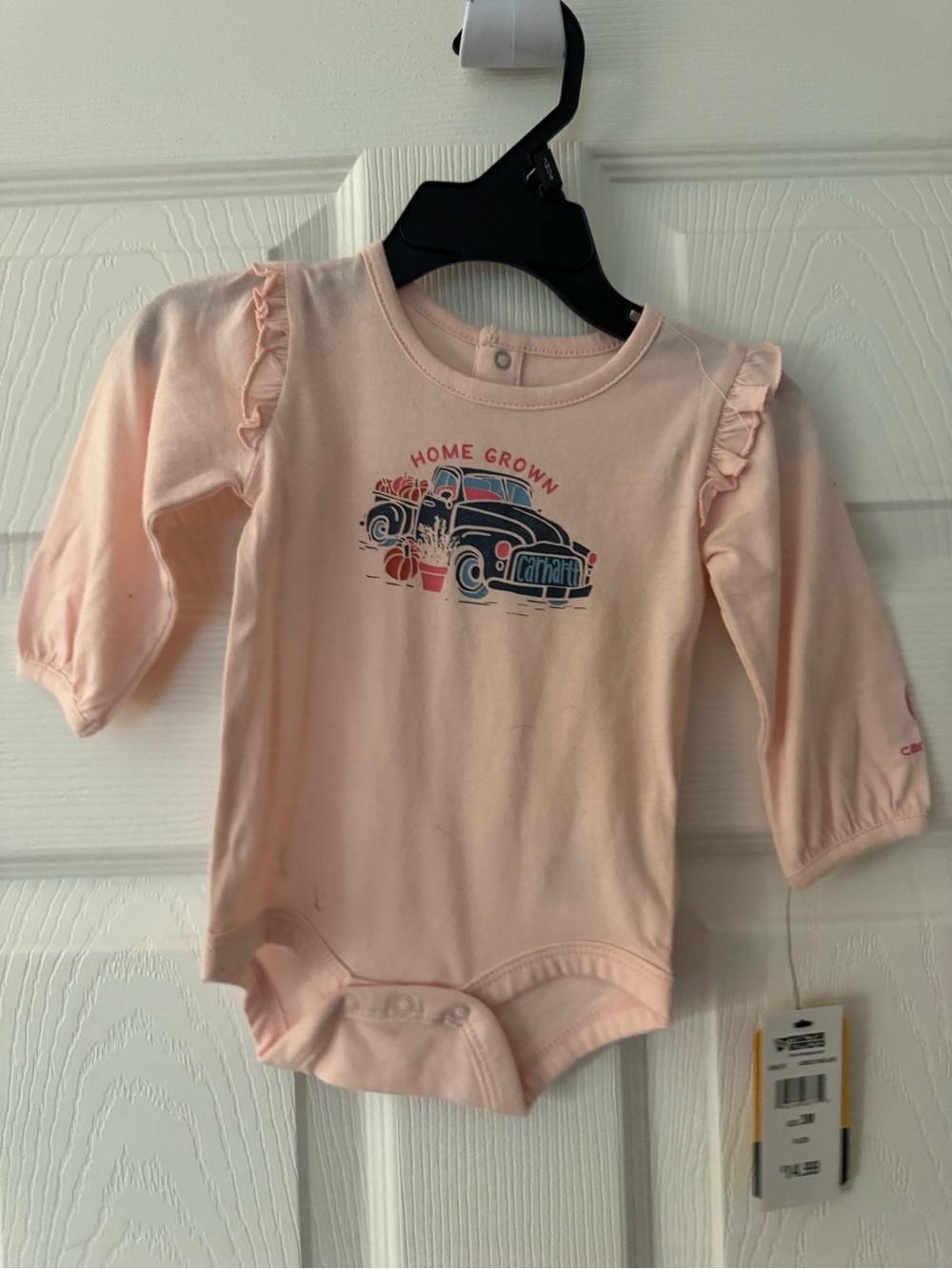 Carhartt Pink Ruffle Shoulder 'Home Grown' One-Piece Bodysuit